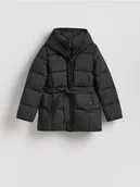 Kurtki damskie - Reserved - Pikowana kurtka z wiązaniem - czarny - miniaturka - grafika 1