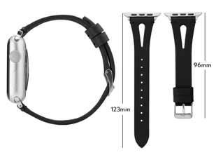 Pasek Leather Strap Alogy skóra do Apple Watch 42/44/45/49mm Czarny - Selfie stick - miniaturka - grafika 4