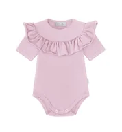 Body dla niemowląt - Body Z Falbanką, Krótki Rękaw Brudny Róż - 86 - miniaturka - grafika 1