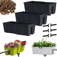 Donice - 3x Skrzynka na balustradę Wave 60, Doniczka balkonowa + keramzyt 5l - miniaturka - grafika 1