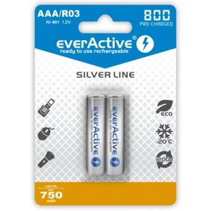 EverActive Akumulatorki AAA/R03 Silver Line 800 mAh 2 sztuki EVHRL03-800 - Baterie i akcesoria - miniaturka - grafika 1