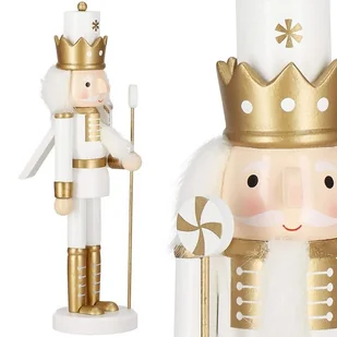 Dziadek do orzechów 30,5 cm drewniany żołnierzyk złoty, figurka świąteczna - Ozdoby bożonarodzeniowe - miniaturka - grafika 1