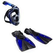 Maski do nurkowania - Zestaw do snorkelingu AQUASTIC Maska Fullface + Płetwy niebieski SMFA-01SN L-XL - miniaturka - grafika 1