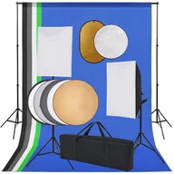 Lampy studyjne - vidaXL Zestaw studyjny Zestaw studyjny z lampami softbox tłami i blendami 3067104 - miniaturka - grafika 1