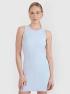 Sukienki - 4F Sukienka mini z prążkowanej dzianiny damska - niebieska L - miniaturka - grafika 1