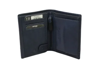 Portfel Męski Skórzany EL FORREST Duży Pionowy Bez Zapięcia Dwa Skrzydełka 859 33 RFID GRANATOWY 13 x 10 x 2.5 [cm] - Portfele - miniaturka - grafika 5