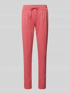 Spodnie o kroju slim fit z zakładkami w pasie i elastycznym pasem model ‘KATE’ - Spodnie damskie - miniaturka - grafika 1