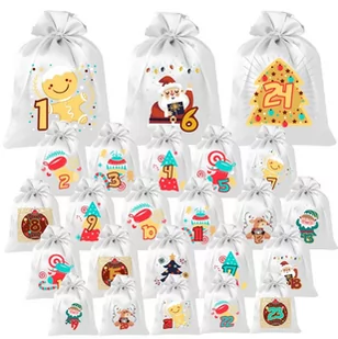 KALENDARZ ADWENTOWY WORECZKI SATYNOWE 24 SZT Y3 - Ozdoby bożonarodzeniowe - miniaturka - grafika 1