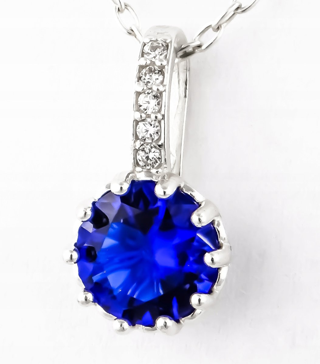 Naszyjnik Srebrny 925 Kryształ Szafir,Prezent