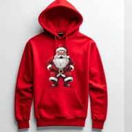 Bluzy męskie - Bluza uniwersalna typu kangurka z kapturem Świąteczna Mikołaj rozmiar 2XL Święta czerwona - miniaturka - grafika 1