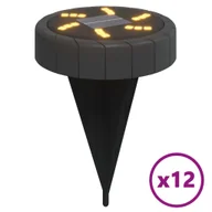 Lampy ogrodowe - vidaXL Solarne lampki gruntowe, z kolcami, 12 szt., ciepłe białe - miniaturka - grafika 1