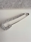 Broszki - Duża Agrafka 8 Cm Srebrna Przypinka Cyrkonie Pin - miniaturka - grafika 1