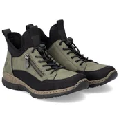 Botki damskie - Sneakersy damskie Rieker N32G3-54 GREEN COMBINATION 36 - miniaturka - grafika 1