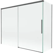 Parawany nawannowe - Mexen Rox parawan nawannowy 2-skrzydłowy rozsuwany 190 + 90 x 150 cm, transparent, gun gray szczotkowany - 8C9-190-090-66-00 - miniaturka - grafika 1