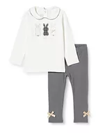 Legginsy - Chicco Dziewczęca Completino T-Shirt Manica Lunga + legginsy strój wieczorowy, biały i szary., 50 cm - miniaturka - grafika 1