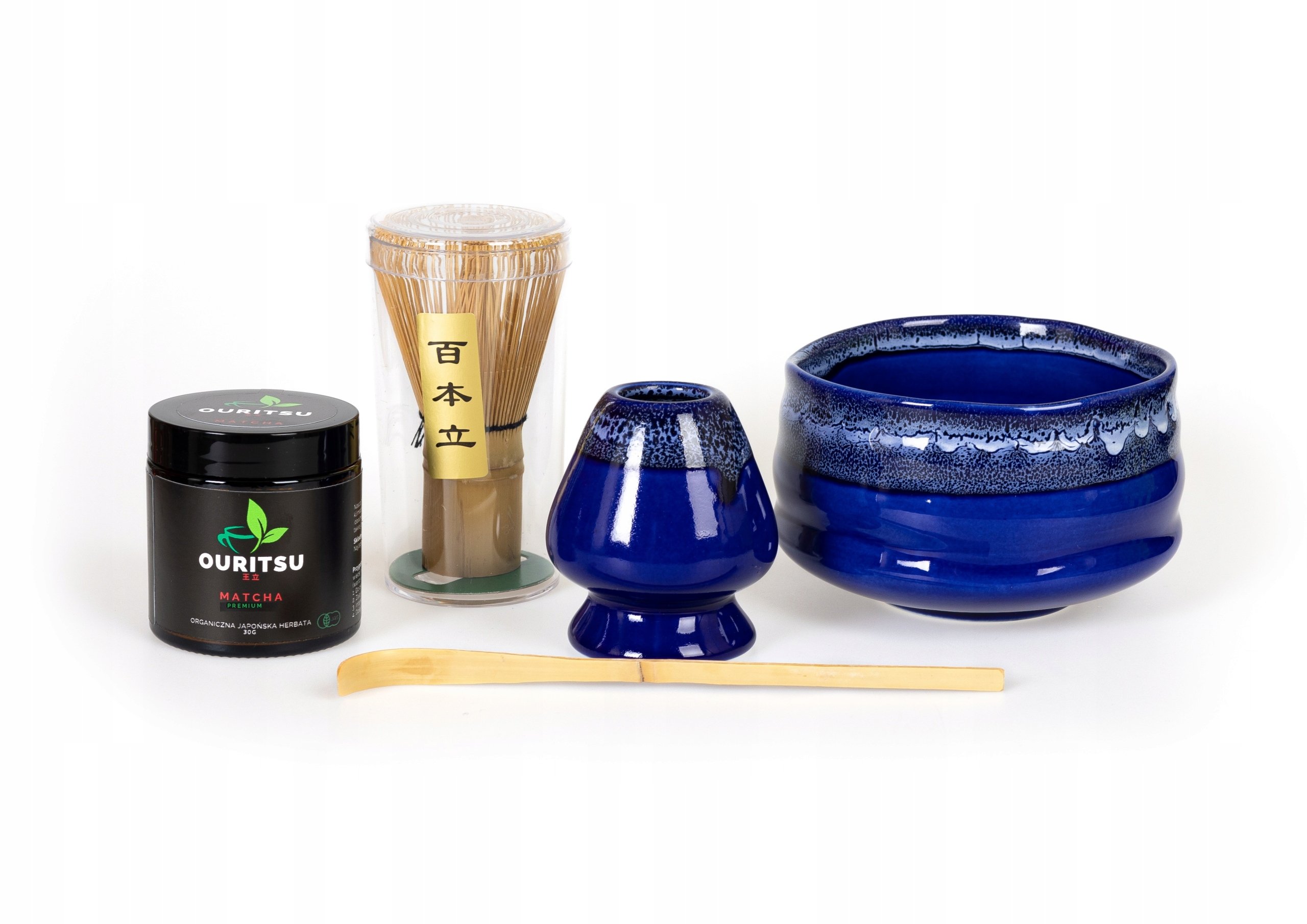 Kaiji Zestaw Matcha Premium 30g Chasen Chashaku Matchawan Podstawka