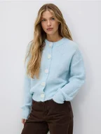 Swetry damskie - Reserved - Kardigan z dodatkiem wełny - jasnoniebieski - miniaturka - grafika 1