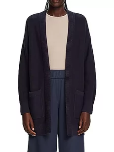 ESPRIT Długi kardigan z otwartym przodem, 100% bawełna, grantowy, XXL - Swetry damskie - miniaturka - grafika 1