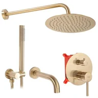 Zestawy prysznicowe - Rea Zestaw wannowo-prysznicowy podtynkowy Rea Lungo złoty szczotkowany+ BOX - miniaturka - grafika 1