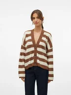Swetry damskie - Vero Moda Kardigan w kolorze brązowo-kremowym - miniaturka - grafika 1