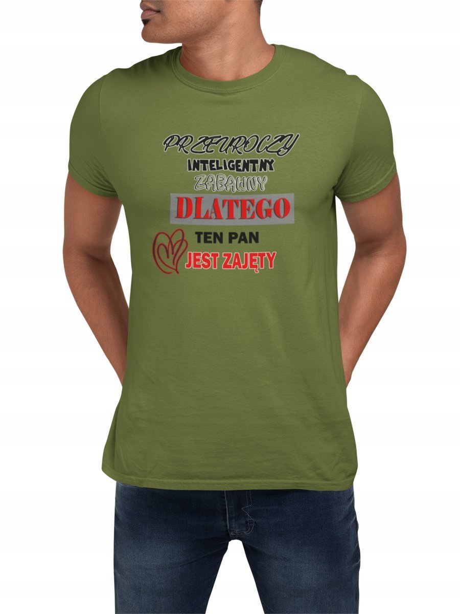KOSZULKA T-SHIRT MĘSKA Z NADRUKIEM PREZENT SPORT BAJKI NAPISY RÓŻNE- M