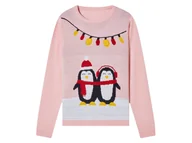 Swetry dla dziewczynek - pepperts!® Świąteczny sweter dziewczęcy LED (146/152, Różowy) - miniaturka - grafika 1