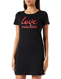 Love Moschino Damska sukienka z krótkim rękawem, czarna, rozmiar 38 (DE), czarny, 38 - Sukienki - miniaturka - grafika 1
