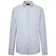 Koszule męskie - Hackett London Essentl Tattersal Chk Koszula męska, Zielony/brązowy, S - miniaturka - grafika 1