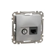 Gniazdka elektryczne - Schneider Gniazdo TV + RJ45 (kat.6 UTP) SEDNA Design & Elements srebrne aluminium - miniaturka - grafika 1