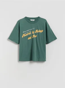 Reserved - T-shirt z nadrukiem - zielony - Koszulki dla chłopców - miniaturka - grafika 1