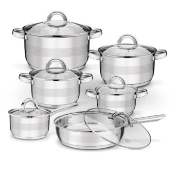 Komplet Garnków Patelnia Rondel Pokrywka Indukcja Gaz Tadar Roger 12 el