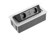 Przedłużacze i rozgałęźniki - GTV Gniazdo meblowe nablatowe wpuszczane AE-PBSUC2GS-53 SOFT 2x SCHUKO + 2x USB 1,5m aluminiowe - miniaturka - grafika 1