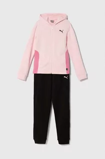 Dresy i komplety dla dziewczynek - Puma dres dziecięcy Hooded Sweat Suit TR cl G kolor różowy - grafika 1