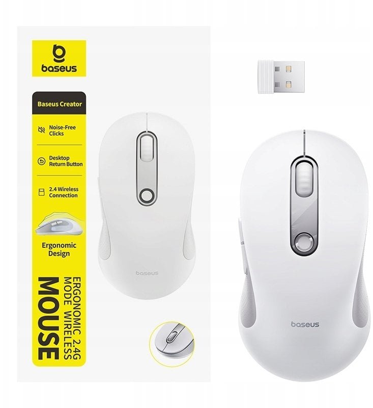 Baseus F02 USB 2.4GHz - biała