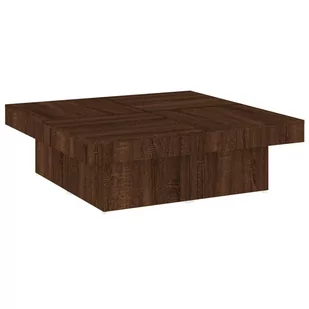 Stolik kawowy, brązowy dąb, 90x90x28 cm Lumarko! - Ławy i stoliki kawowe - miniaturka - grafika 3