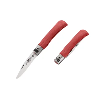 OLD BEAR® S - SATYNOWA STAL NIERDZEWNA, CZERWONA RĘKOJEŚĆ LAMINOWANA, ZAOKRĄGLONA KOŃCÓWKA 9357/17_M - Scyzoryki - miniaturka - grafika 1