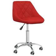Krzesła - vidaXL Obrotowe krzesło stołowe, winna czerwień, obite sztuczną skórą - miniaturka - grafika 1