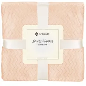 Narzuty - Koc narzuta na łóżko 200x220 cm jasnoróżowy w jodełkę HA7160 - miniaturka - grafika 1