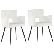 Krzesła - 2 krzesła do jadalni welurowe białe SANILAC - miniaturka - grafika 1