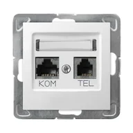 Gniazdka elektryczne - Ospel Impresja biały - gniazdo telefoniczno-komputerowe GPKT-Y/K/m/00 - miniaturka - grafika 1