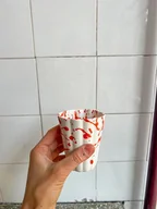 Kubki - Kubek porcelanowy nakrapiany pomarańczowy MARE - miniaturka - grafika 1