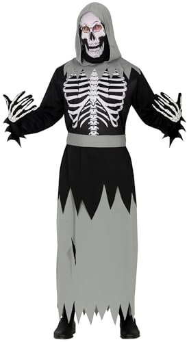 FIESTAS GUIRCA Kostium Skeleton Mystic dla Dorosłych (52-54/L) - Kaptur - Pasek i tunika - Kostiumy szkieletu na Halloween, Karnawał i bal przebierający - Idealny dla Mężczyzn - Czarny i Zielony