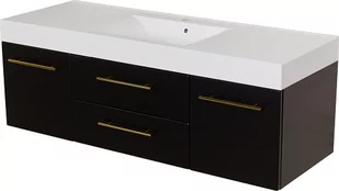 Szafka łazienkowa wisząca czarny mat z umywalką 140 cm Nela Belli Gold Gante - Szafki łazienkowe - miniaturka - grafika 1