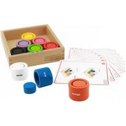 Zabawki interaktywne dla dzieci - Masterkidz Kolorowe Drewniane Klocki i Kubeczki Okrągłe Masterkidz ME04048 - miniaturka - grafika 1