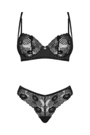 Komplety bielizny - Nocna komplet biustonosz + figi Obsessive Serena Love 2-pcs set czarny - miniaturka - grafika 1
