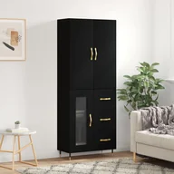 Witryny - vidaXL Witrynka, czarna, 69,5x34x180 cm, materiał drewnopochodny - miniaturka - grafika 1