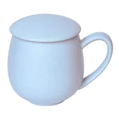 Kubki - Kubek z zaparzaczem i pokrywką niebieski matowy – super zestaw do herbaty, naparu, perfekcyjny podarunek prezent dla mamy, taty, babci, dziadka - miniaturka - grafika 1