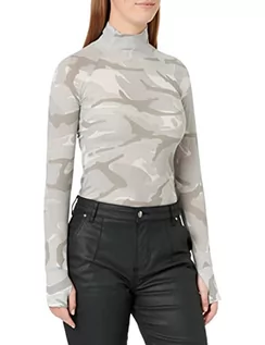 Koszulki i topy damskie - G-STAR RAW Damski top z nadrukiem Turtle Neck Slim na całej powierzchni, Wielokolorowy (Cool Grey Woodland Camo D22077-c565-d436), L - grafika 1