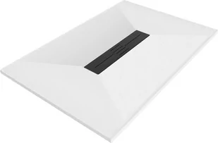 Mexen Toro brodzik prostokątny SMC 100 x 80 cm, biały, maskownica czarna - 43108010-B - Brodziki prysznicowe - miniaturka - grafika 1