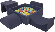 Suche baseny - KiddyMoon KiddyMoon Piankowy plac zabaw PPZP-KW30D-135 z piłeczkami granatowy: jasny zielony-pomarańcz-turkus-niebieski-babyblue-żółty basen 200/górka/tunel/rampa L/półwałek L Zabawka plac zabaw - miniaturka - grafika 1